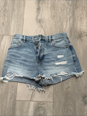 PacSun Light Blue Distressed High-Rise Denim Shorts